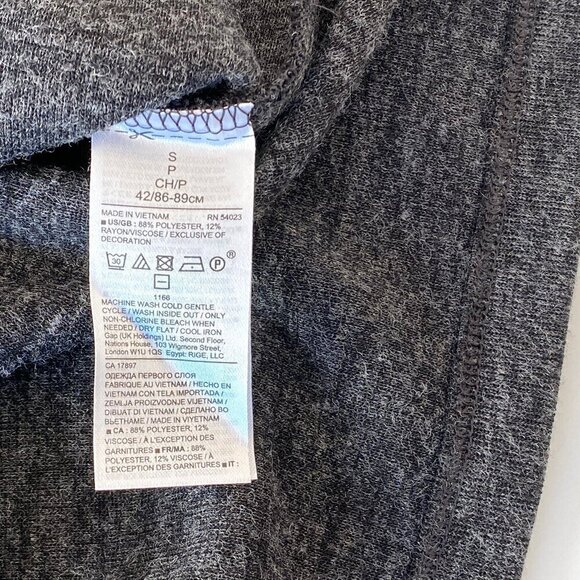 Banana Republic Short Sleeve Sweater Top Womens S Metallic Trim Charcoal Festive - Picture 6 of 8